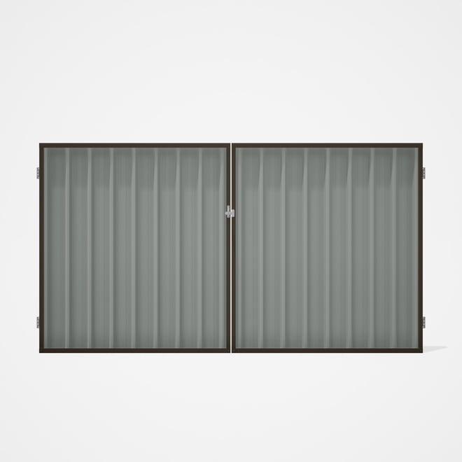 Good Neighbour® Superdek® Double Gate Standard .32 BMT 1.8m High Sheet: Gull Grey, Frame: Banyan Bro
