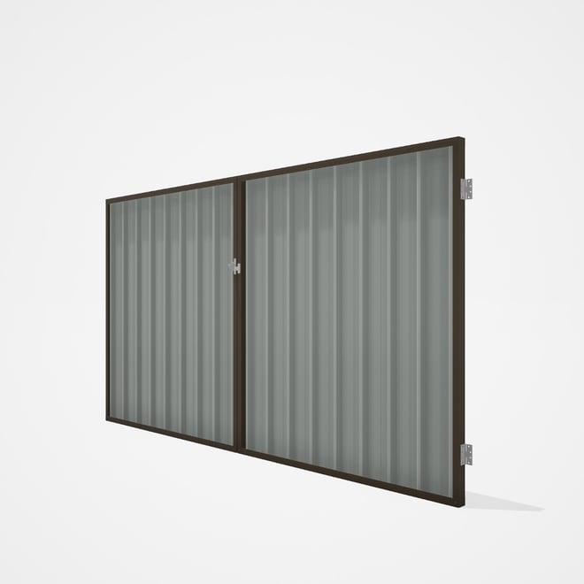 Good Neighbour® Superdek® Double Gate Standard .32 BMT 1.8m High Sheet: Gull Grey, Frame: Banyan Bro