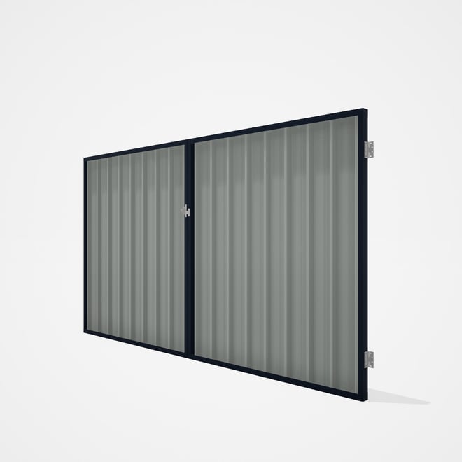 Good Neighbour® Superdek® Double Gate Standard .32 BMT 1.8m High Sheet: Gull Grey, Frame: Dark Stone