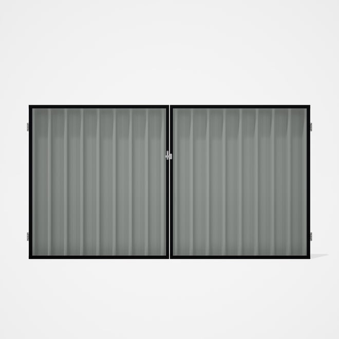 Good Neighbour® Superdek® Double Gate Standard .32 BMT 1.8m High Sheet: Gull Grey, Frame: Gun Metal 