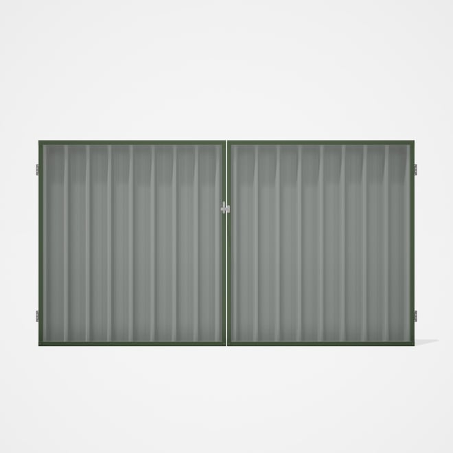 Good Neighbour® Superdek® Double Gate Standard .32 BMT 1.8m High Sheet: Gull Grey, Frame: Mist Green