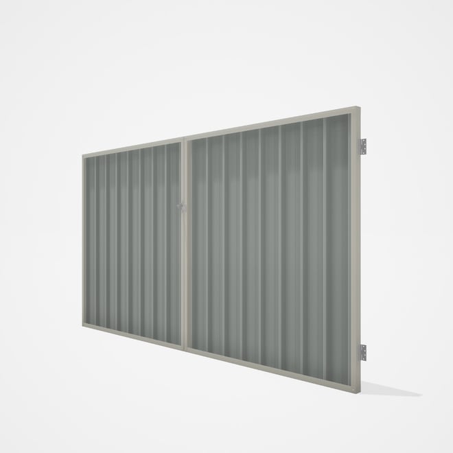 Good Neighbour® Superdek® Double Gate Standard .32 BMT 1.8m High Sheet: Gull Grey, Frame: Off White