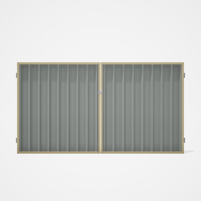 Good Neighbour® Superdek® Double Gate Standard .32 BMT 1.8m High Sheet: Gull Grey, Frame: Primrose