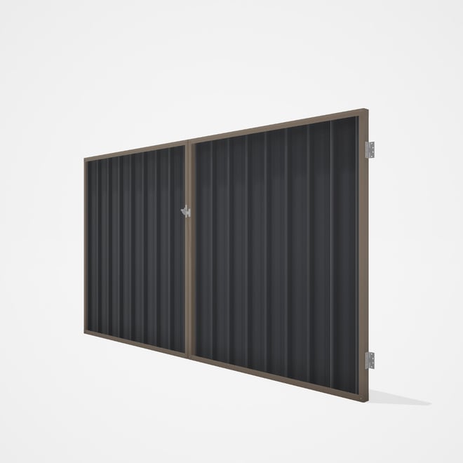 Good Neighbour® Superdek® Double Gate Standard .32 BMT 1.8m High Sheet: Granite, Frame: Beige