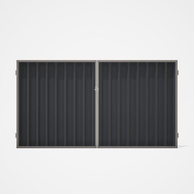 Good Neighbour® Superdek® Double Gate Standard .32 BMT 1.8m High Sheet: Granite, Frame: Birch