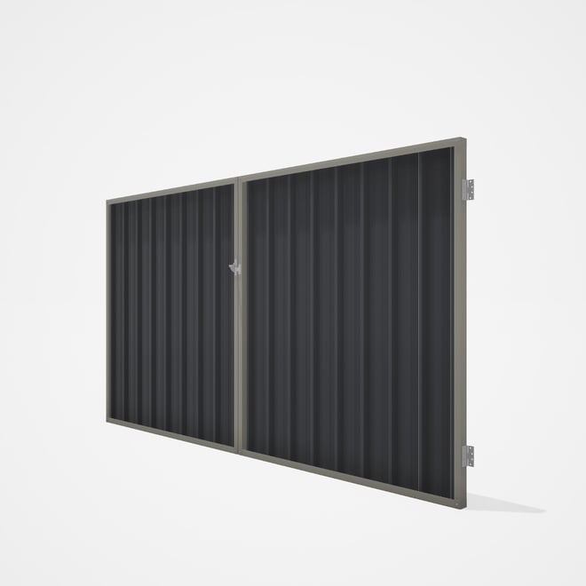 Good Neighbour® Superdek® Double Gate Standard .32 BMT 1.8m High Sheet: Granite, Frame: Birch
