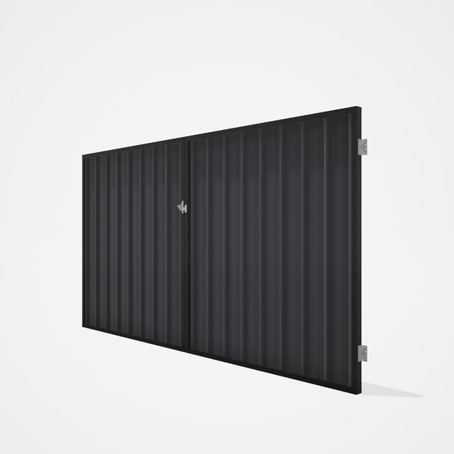 Good Neighbour® Superdek® Double Gate Standard .32 BMT 1.8m High Sheet: Granite, Frame: Ebony