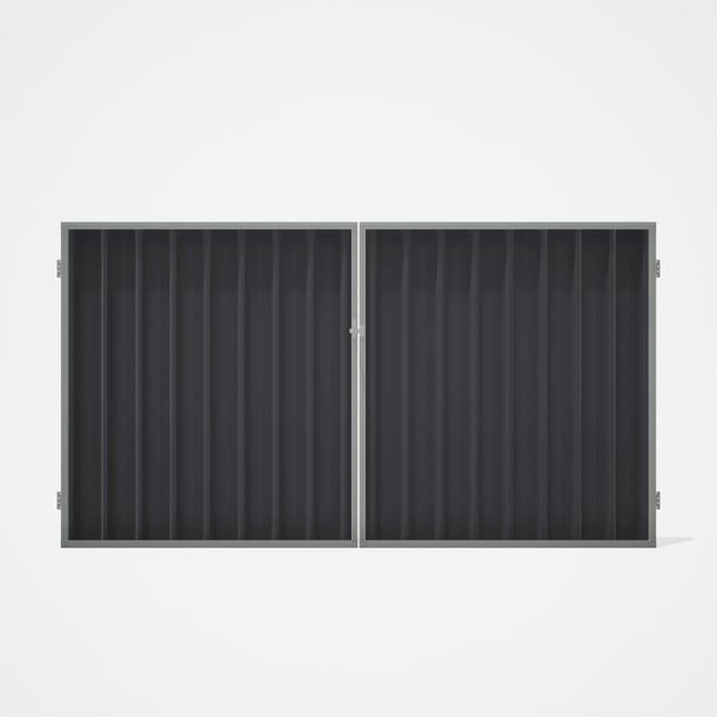 Good Neighbour® Superdek® Double Gate Standard .32 BMT 1.8m High Sheet: Granite, Frame: Gull Grey