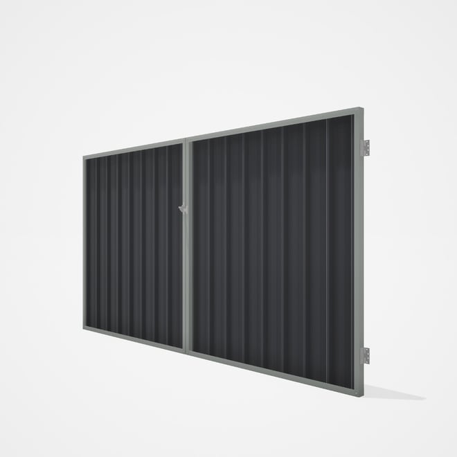 Good Neighbour® Superdek® Double Gate Standard .32 BMT 1.8m High Sheet: Granite, Frame: Gull Grey