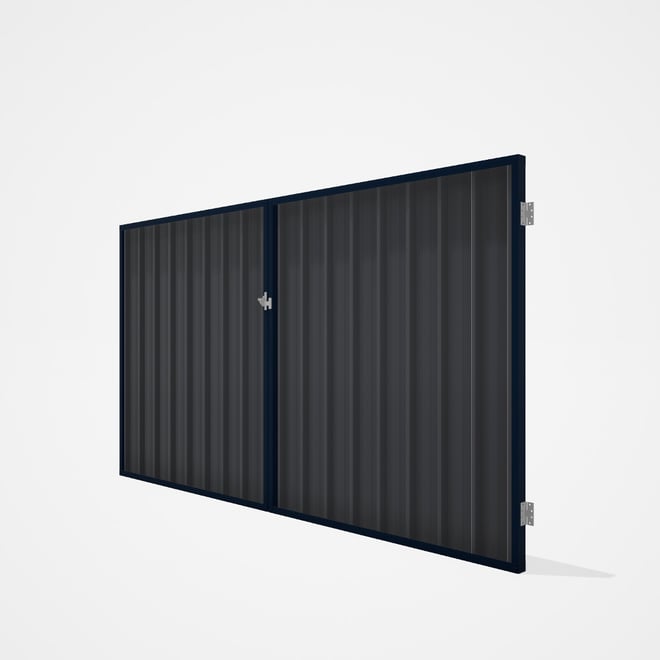 Good Neighbour® Superdek® Double Gate Standard .32 BMT 1.8m High Sheet: Granite, Frame: Mountain Blu