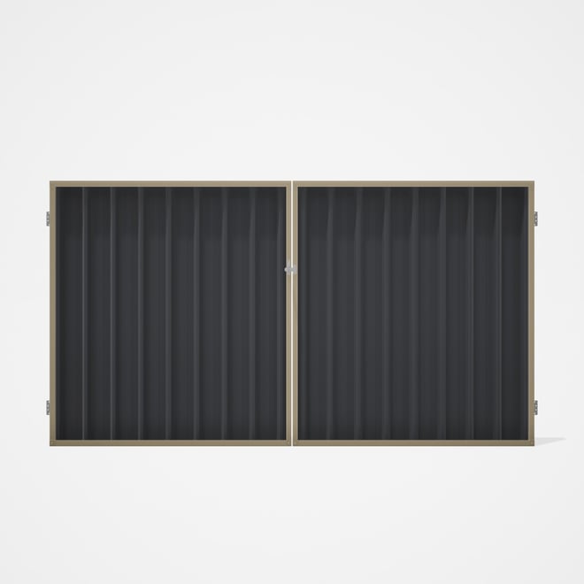 Good Neighbour® Superdek® Double Gate Standard .32 BMT 1.8m High Sheet: Granite, Frame: Merino