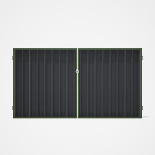 Good Neighbour® Superdek® Double Gate Standard .32 BMT 1.8m High Sheet: Granite, Frame: Mist Green