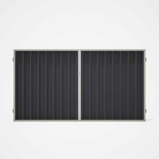Good Neighbour® Superdek® Double Gate Standard .32 BMT 1.8m High Sheet: Granite, Frame: Off White