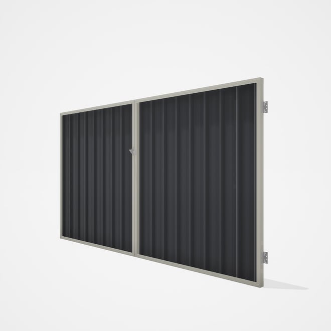 Good Neighbour® Superdek® Double Gate Standard .32 BMT 1.8m High Sheet: Granite, Frame: Off White