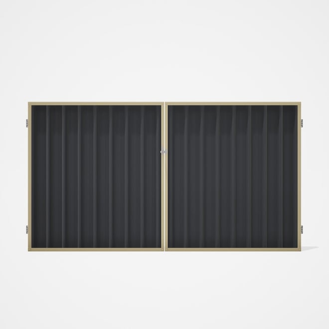 Good Neighbour® Superdek® Double Gate Standard .32 BMT 1.8m High Sheet: Granite, Frame: Primrose