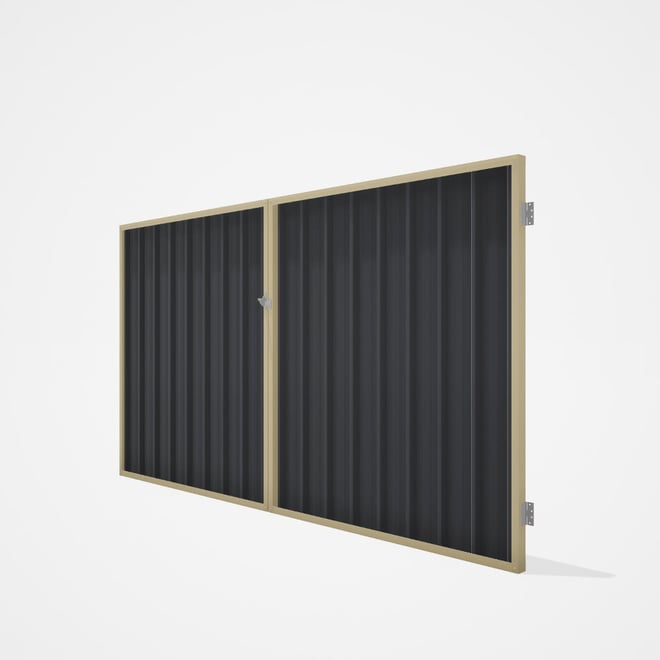 Good Neighbour® Superdek® Double Gate Standard .32 BMT 1.8m High Sheet: Granite, Frame: Primrose