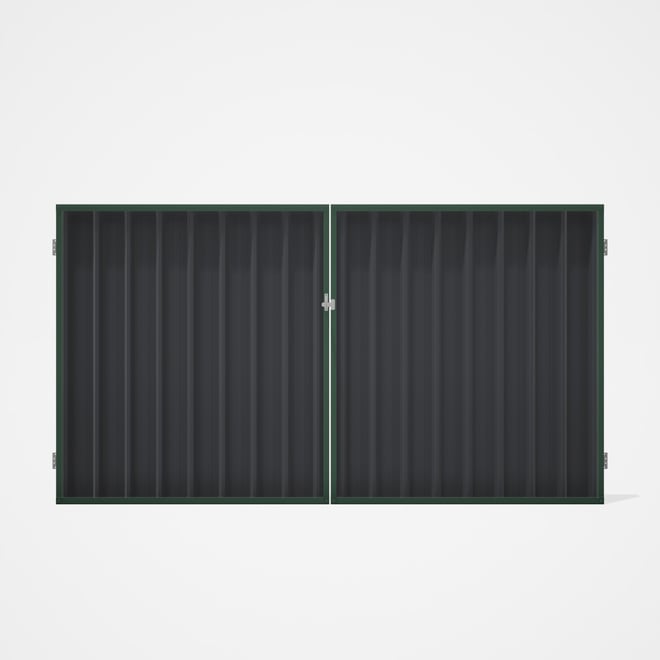 Good Neighbour® Superdek® Double Gate Standard .32 BMT 1.8m High Sheet: Granite, Frame: Rivergum