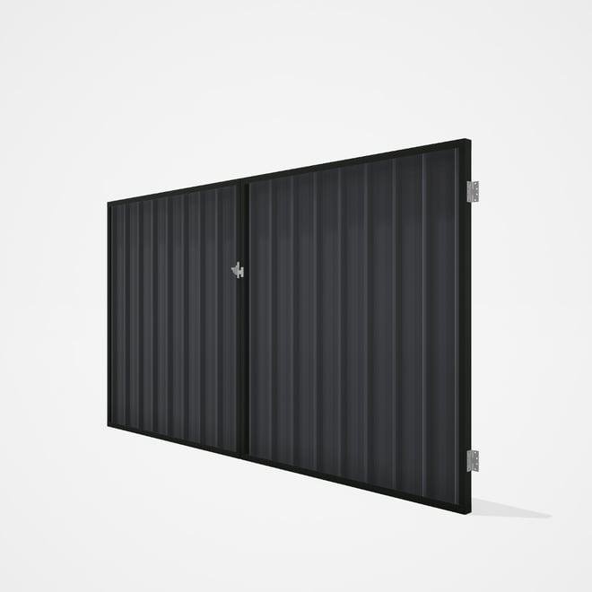 Good Neighbour® Superdek® Double Gate Standard .32 BMT 1.8m High Sheet: Granite, Frame: Slate Grey