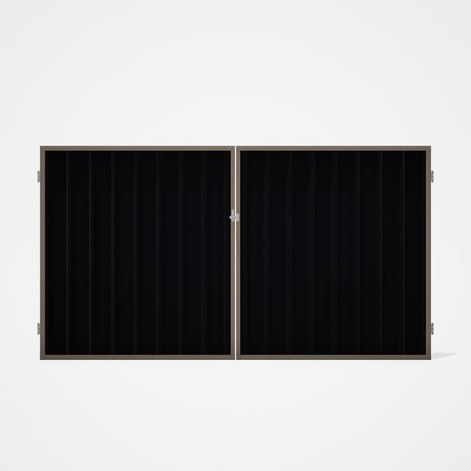 Good Neighbour® Superdek® Double Gate Standard .32 BMT 1.8m High Sheet: Gun Metal Grey, Frame: Beige