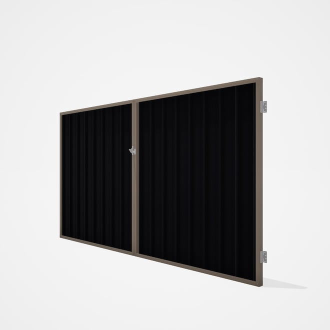 Good Neighbour® Superdek® Double Gate Standard .32 BMT 1.8m High Sheet: Gun Metal Grey, Frame: Beige