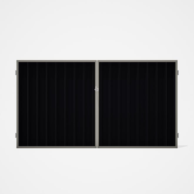 Good Neighbour® Superdek® Double Gate Standard .32 BMT 1.8m High Sheet: Gun Metal Grey, Frame: Birch