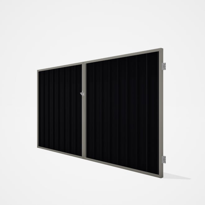 Good Neighbour® Superdek® Double Gate Standard .32 BMT 1.8m High Sheet: Gun Metal Grey, Frame: Birch