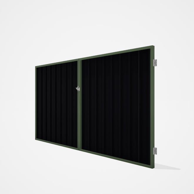 Good Neighbour® Superdek® Double Gate Standard .32 BMT 1.8m High Sheet: Gun Metal Grey, Frame: Mist 