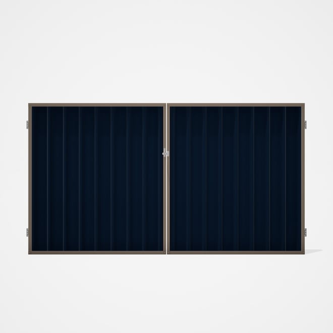 Good Neighbour® Superdek® Double Gate Standard .32 BMT 1.8m High Sheet: Mountain Blue, Frame: Beige
