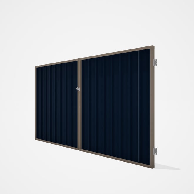 Good Neighbour® Superdek® Double Gate Standard .32 BMT 1.8m High Sheet: Mountain Blue, Frame: Beige