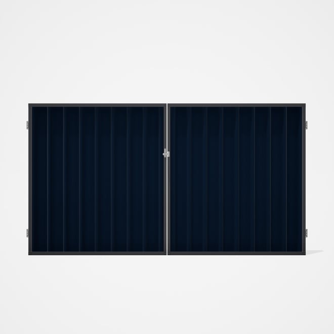 Good Neighbour® Superdek® Double Gate Standard .32 BMT 1.8m High Sheet: Mountain Blue, Frame: Granit