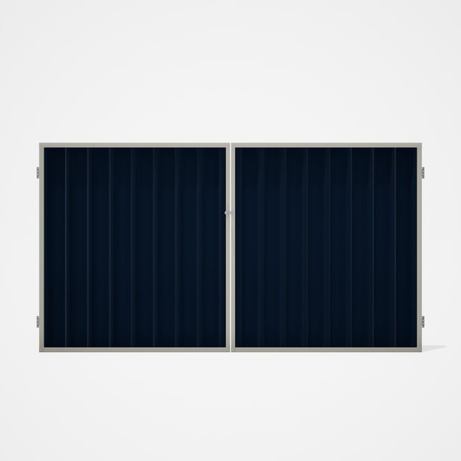 Good Neighbour® Superdek® Double Gate Standard .32 BMT 1.8m High Sheet: Mountain Blue, Frame: Off Wh