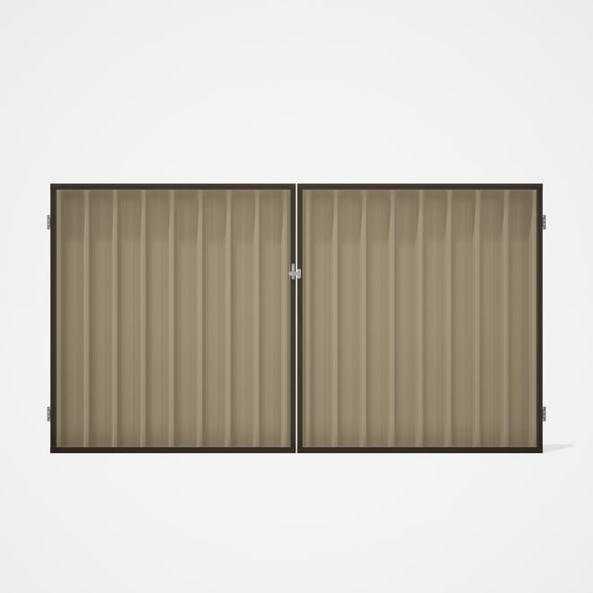 Good Neighbour® Superdek® Double Gate Standard .32 BMT 1.8m High Sheet: Merino, Frame: Banyan Brown