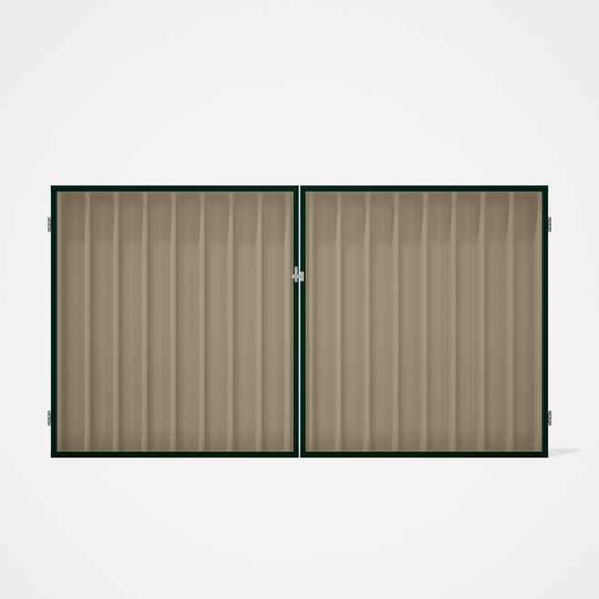 Good Neighbour® Superdek® Double Gate Standard .32 BMT 1.8m High Sheet: Merino, Frame: Caulfield Gre