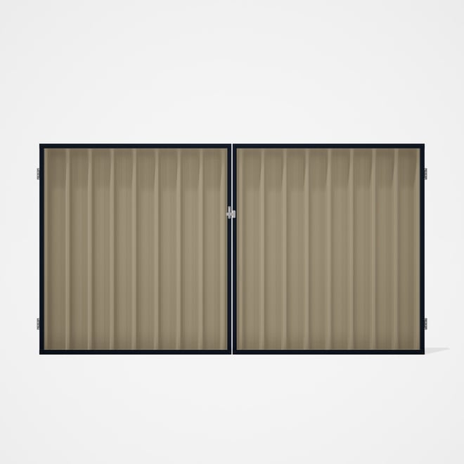 Good Neighbour® Superdek® Double Gate Standard .32 BMT 1.8m High Sheet: Merino, Frame: Dark Stone