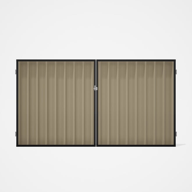 Good Neighbour® Superdek® Double Gate Standard .32 BMT 1.8m High Sheet: Merino, Frame: Ebony