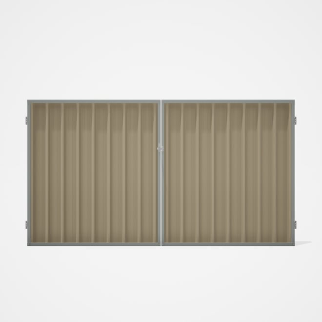 Good Neighbour® Superdek® Double Gate Standard .32 BMT 1.8m High Sheet: Merino, Frame: Gull Grey