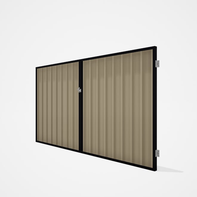 Good Neighbour® Superdek® Double Gate Standard .32 BMT 1.8m High Sheet: Merino, Frame: Gun Metal Gre