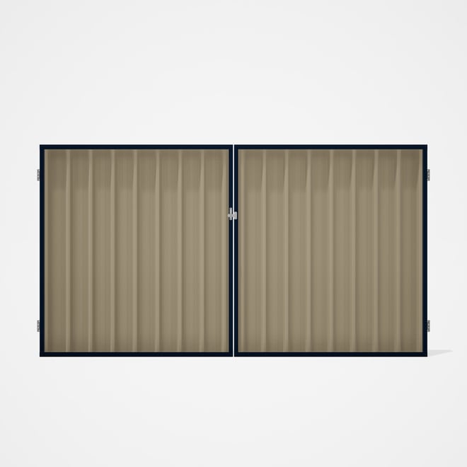 Good Neighbour® Superdek® Double Gate Standard .32 BMT 1.8m High Sheet: Merino, Frame: Mountain Blue