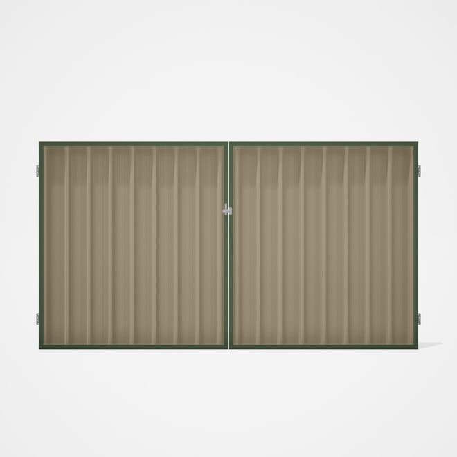 Good Neighbour® Superdek® Double Gate Standard .32 BMT 1.8m High Sheet: Merino, Frame: Mist Green