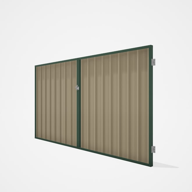 Good Neighbour® Superdek® Double Gate Standard .32 BMT 1.8m High Sheet: Merino, Frame: Rivergum