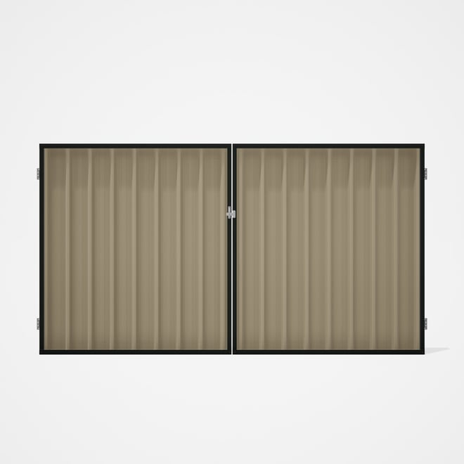 Good Neighbour® Superdek® Double Gate Standard .32 BMT 1.8m High Sheet: Merino, Frame: Slate Grey