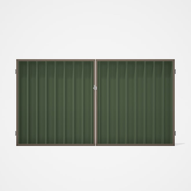 Good Neighbour® Superdek® Double Gate Standard .32 BMT 1.8m High Sheet: Mist Green, Frame: Beige