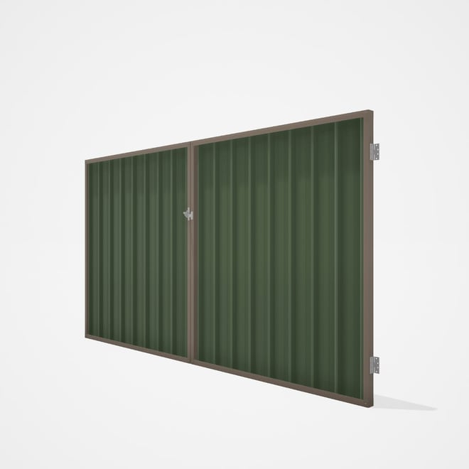 Good Neighbour® Superdek® Double Gate Standard .32 BMT 1.8m High Sheet: Mist Green, Frame: Beige