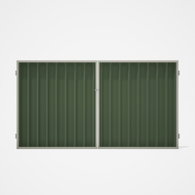 Good Neighbour® Superdek® Double Gate Standard .32 BMT 1.8m High Sheet: Mist Green, Frame: Off White
