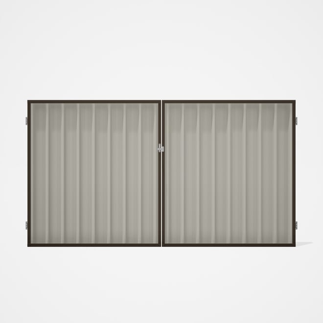 Good Neighbour® Superdek® Double Gate Standard .32 BMT 1.8m High Sheet: Off White, Frame: Banyan Bro