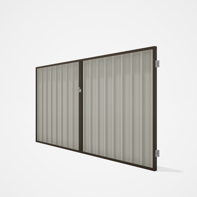 Good Neighbour® Superdek® Double Gate Standard .32 BMT 1.8m High Sheet: Off White, Frame: Banyan Bro