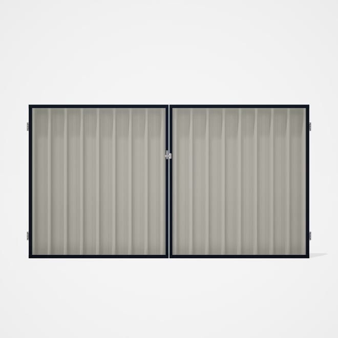 Good Neighbour® Superdek® Double Gate Standard .32 BMT 1.8m High Sheet: Off White, Frame: Dark Stone