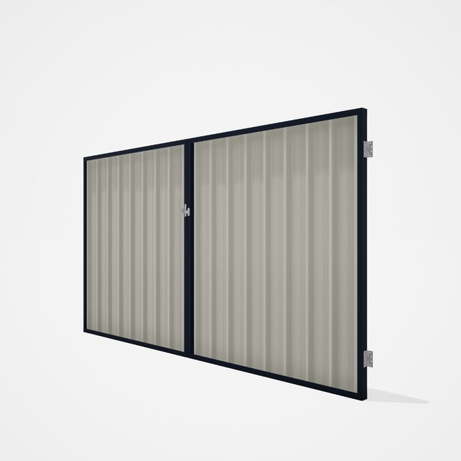 Good Neighbour® Superdek® Double Gate Standard .32 BMT 1.8m High Sheet: Off White, Frame: Dark Stone