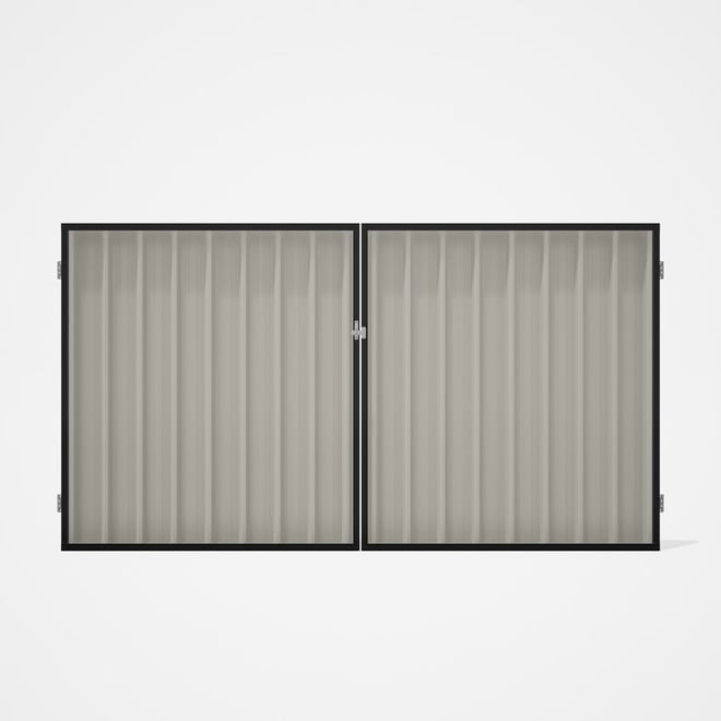 Good Neighbour® Superdek® Double Gate Standard .32 BMT 1.8m High Sheet: Off White, Frame: Ebony
