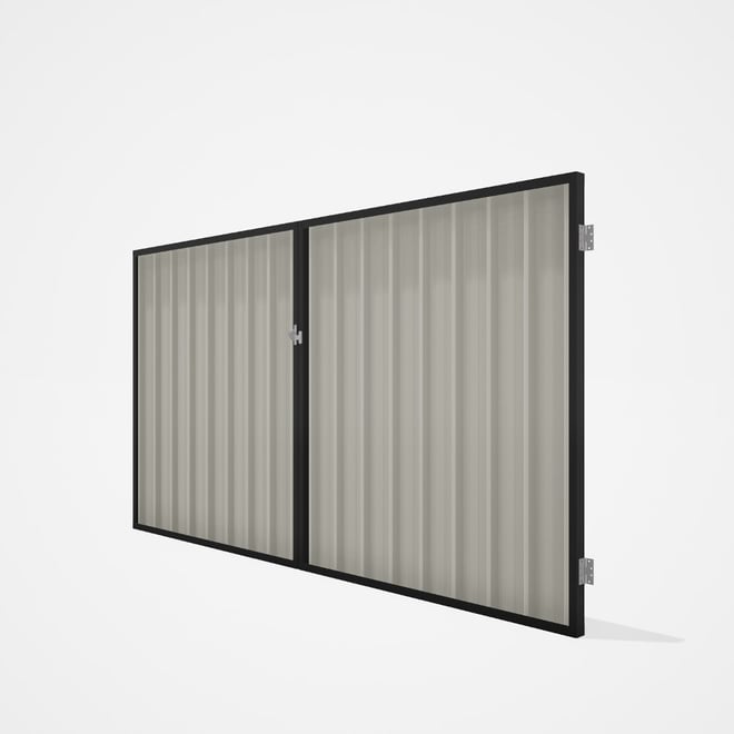 Good Neighbour® Superdek® Double Gate Standard .32 BMT 1.8m High Sheet: Off White, Frame: Ebony